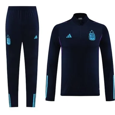 with embossed 2023 Argentina navy blue with purple half zipper training tracksuit