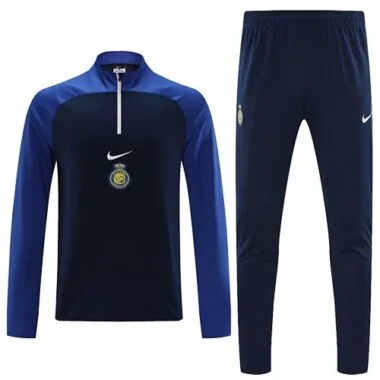 23-24 Riyadh navy blue with color blue arm half zipper sweater tracksuit size S-2XL
