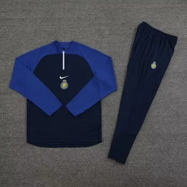 23-24 Riyadh navy blue with color blue arm half zipper sweater tracksuit size S-2XL