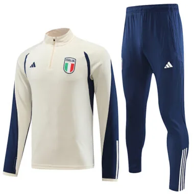23-24 Italy beige with navy blue half zipper sweater tracksuit size S-2XL