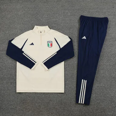 23-24 Italy beige with navy blue half zipper sweater tracksuit size S-2XL