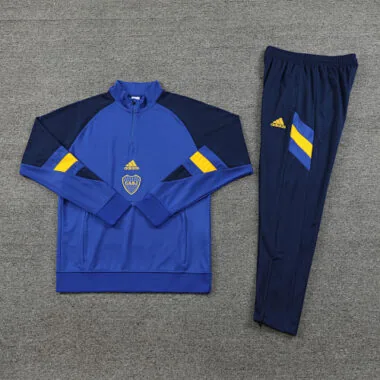 23-24 Boca color blue with navy blue and yellow stripe half zipper sweater tracksuit size S-2XL