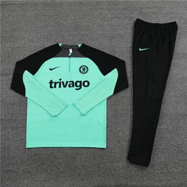 Fans version 23-24 Chelsea light green with black half zipper sweater tracksuit size S-2XL