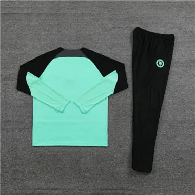Fans version 23-24 Chelsea light green with black half zipper sweater tracksuit size S-2XL