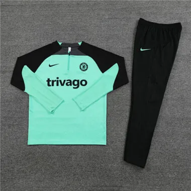 player version 23-24 Chelsea light green with black half zipper sweater tracksuit size S-2XL