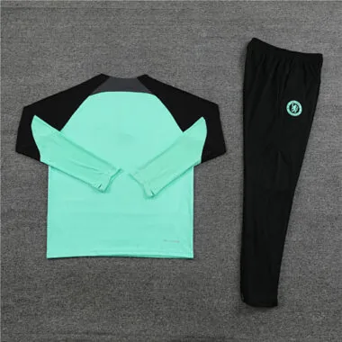 player version 23-24 Chelsea light green with black half zipper sweater tracksuit size S-2XL