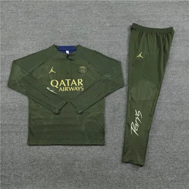 player version 23-24 PS G Jrdan army green half zipper sweater tracksuit size S-2XL