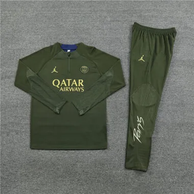 Fans version 23-24 PS G Jrdan army green half zipper sweater tracksuit size S-2XL