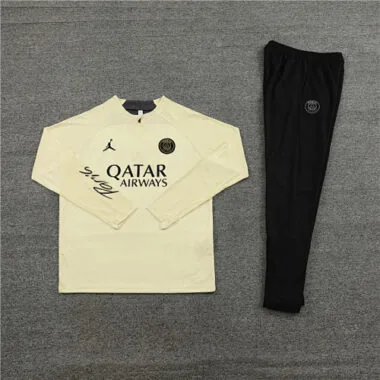23-24 Player version PS G Jrdan beige half zipper sweater tracksuit size S-2XL