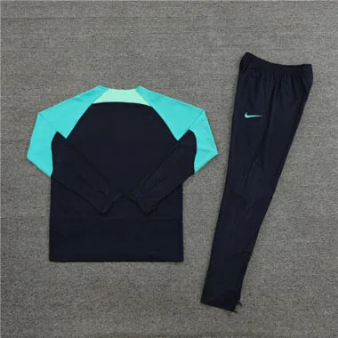23-24 Bar navy blue with lake blue half zipper training tracksuit size S-2XL