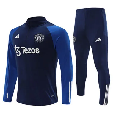 23-24 Manud navy blue with blue half zipper training tracksuit size S-2XL