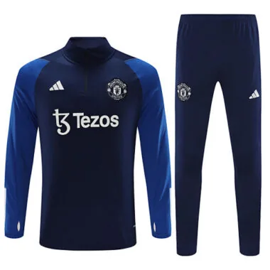 23-24 Manud navy blue with blue half zipper training tracksuit size S-2XL