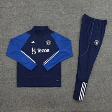 23-24 Manud navy blue with blue half zipper training tracksuit size S-2XL