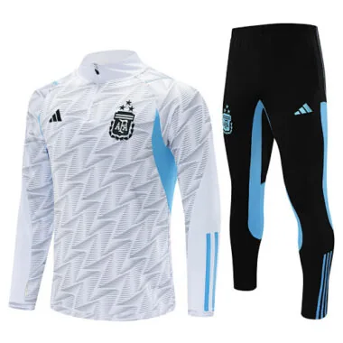 23-24 Argentina white with gray half zipper training tracksuit size S-2XL