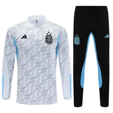 23-24 Argentina white with gray half zipper training tracksuit size S-2XL