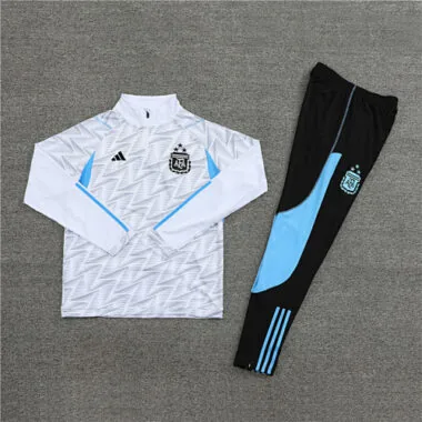 23-24 Argentina white with gray half zipper training tracksuit size S-2XL