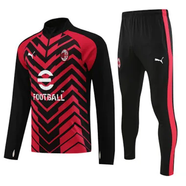 23-24 AC black with red half zipper training tracksuit size S-2XL