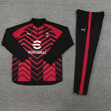 23-24 AC black with red half zipper training tracksuit size S-2XL