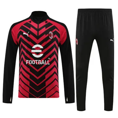 23-24 AC black with red half zipper training tracksuit size S-2XL