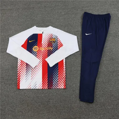23-24 Bar white with red and blue half zipper sweater tracksuit size S-2XL