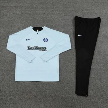 player version 23-24 Inter light blue half zipper sweater tracksuit size S-2XL