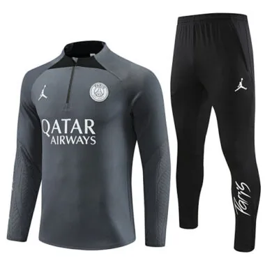fans version 23-24 PS G dark gray half zipper sweater tracksuit size S-2XL