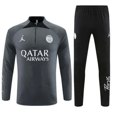 fans version 23-24 PS G dark gray half zipper sweater tracksuit size S-2XL