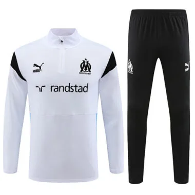 23-24 Marseille white with black and blue half zipper sweater tracksuit size S-2XL