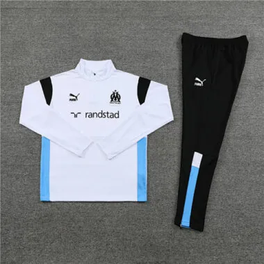 23-24 Marseille white with black and blue half zipper sweater tracksuit size S-2XL