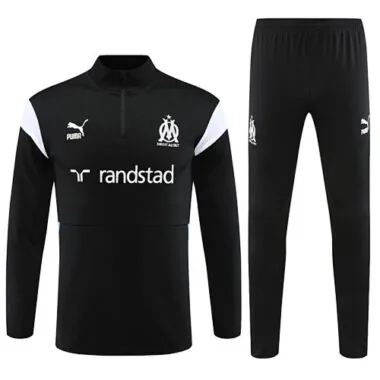 23-24 Marseille black with white and blue half zipper sweater tracksuit size S-2XL