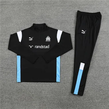 23-24 Marseille black with white and blue half zipper sweater tracksuit size S-2XL