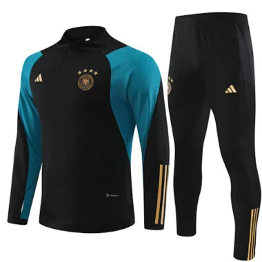 23-24 Germany black with blue half zipper sweater tracksuit size S-2XL