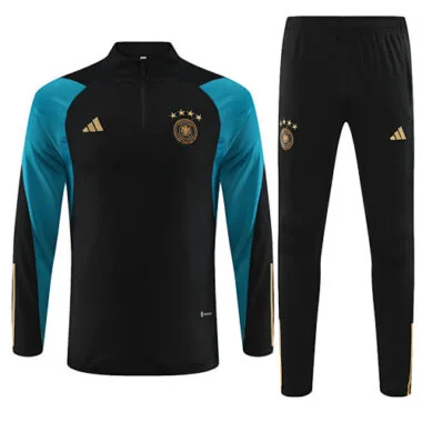 23-24 Germany black with blue half zipper sweater tracksuit size S-2XL