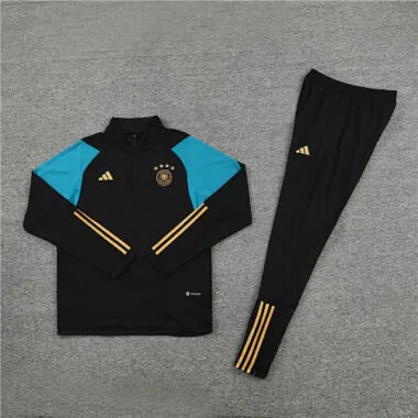 23-24 Germany black with blue half zipper sweater tracksuit size S-2XL