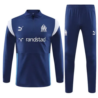 23-24 Marseille navy blue with white and blue half zipper sweater tracksuit size S-2XL
