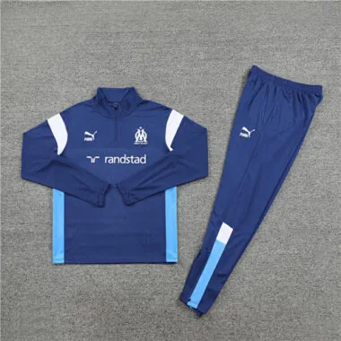 23-24 Marseille navy blue with white and blue half zipper sweater tracksuit size S-2XL