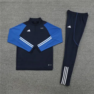 23-24 Algeria navy blue with blue stripe half zipper sweater tracksuit size S-2XL