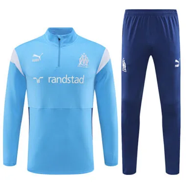 23-24 Marseille light blue with navy blue half zipper sweater tracksuit size S-2XL