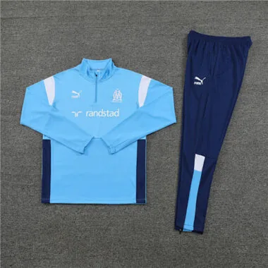 23-24 Marseille light blue with navy blue half zipper sweater tracksuit size S-2XL