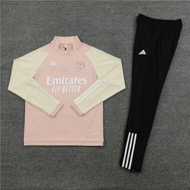 23-24 Lyon light pink with yellow half zipper sweater tracksuit size S-2XL
