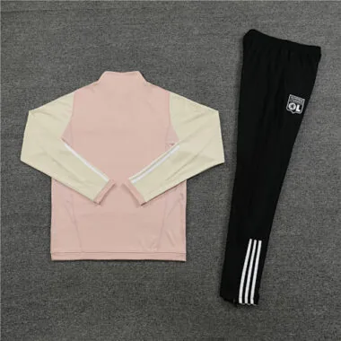 23-24 Lyon light pink with yellow half zipper sweater tracksuit size S-2XL