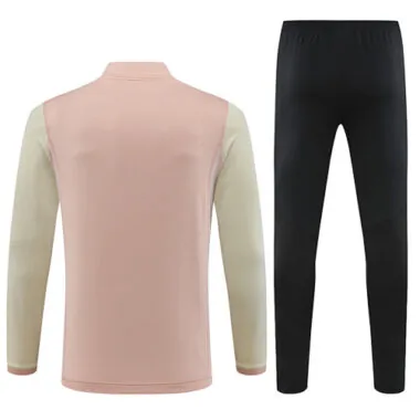 23-24 Lyon light pink with yellow half zipper sweater tracksuit size S-2XL