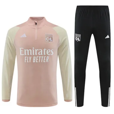 23-24 Lyon light pink with yellow half zipper sweater tracksuit size S-2XL