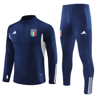 23-24 Italy navy blue with white half zipper sweater tracksuit size S-2XL