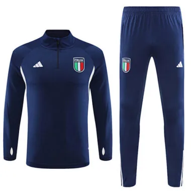 23-24 Italy navy blue with white half zipper sweater tracksuit size S-2XL