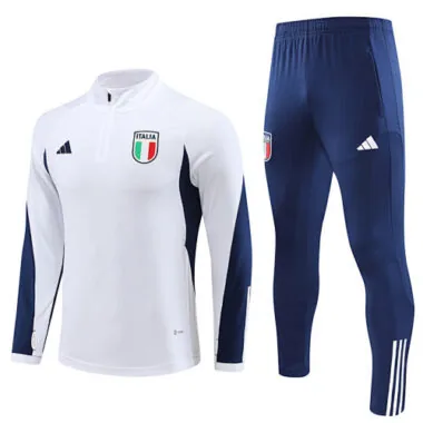 23-24 Italy white with blue half zipper sweater tracksuit size S-2XL