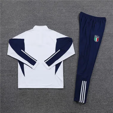 23-24 Italy white with blue half zipper sweater tracksuit size S-2XL
