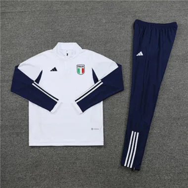 23-24 Italy white with blue half zipper sweater tracksuit size S-2XL