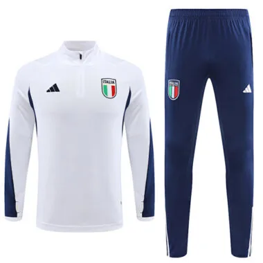 23-24 Italy white with blue half zipper sweater tracksuit size S-2XL