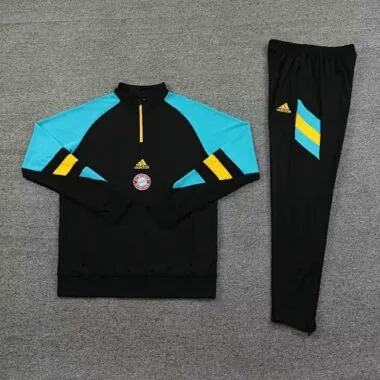 23-24 Bayern black with blue half zipper sweater tracksuit size S-2XL